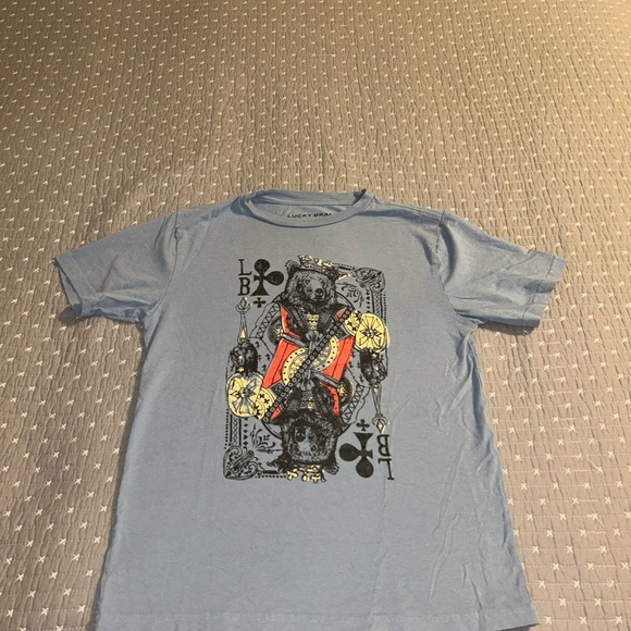 (Bundle 3 for $15) Lucky Brand Playing Card Graphic Tee Kids L - Picture 1 of 4